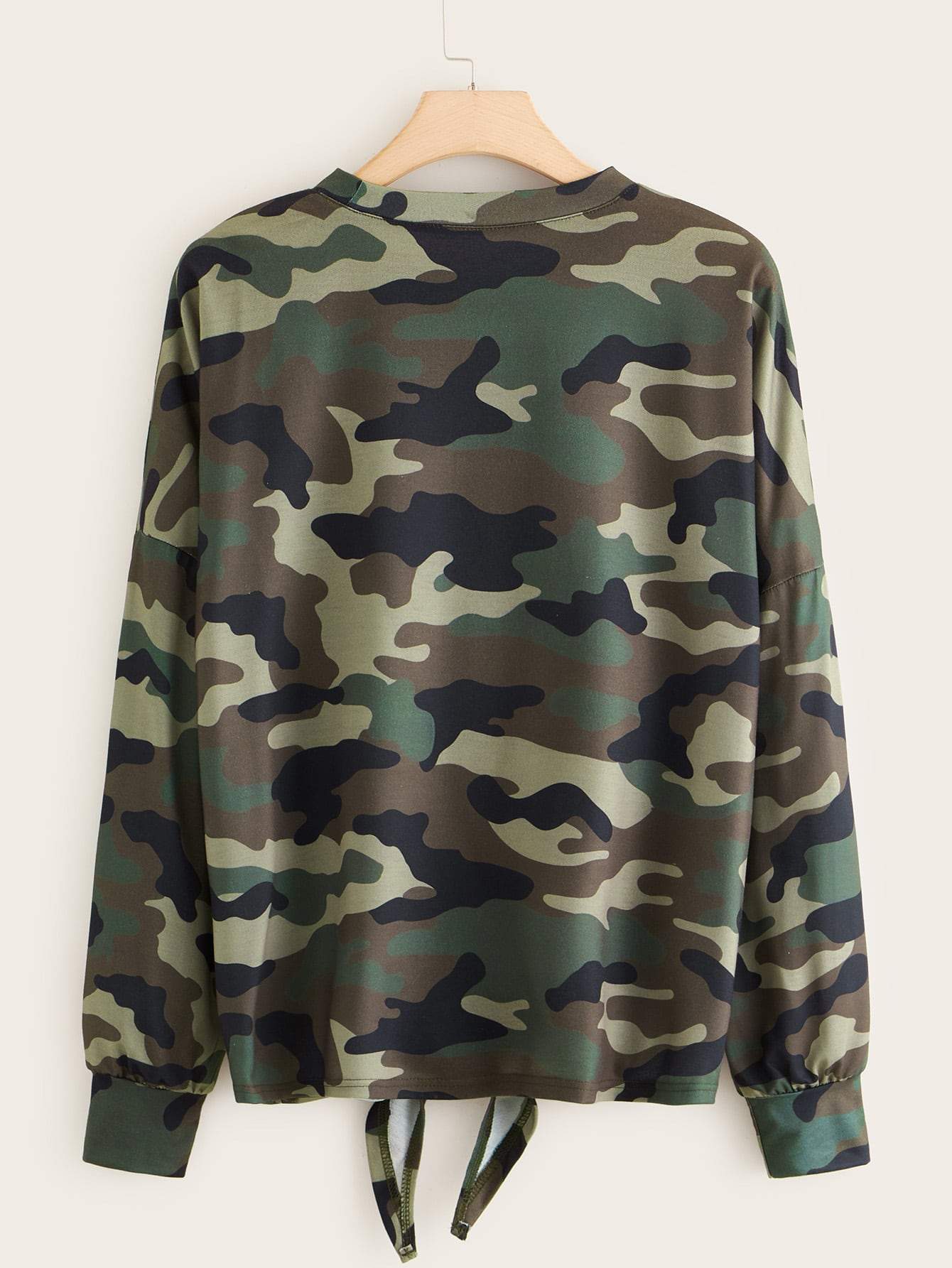 Plus Camo Print Knot Hem Sweatshirt - INS | Online Fashion Free Shipping Clothing, Dresses, Tops, Shoes