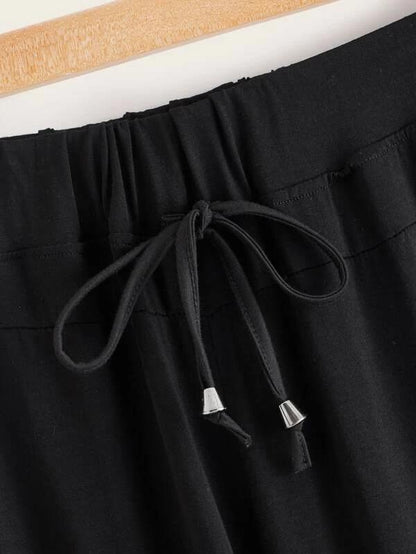 Plus Drawstring Waist Wide Leg Pants - Bottoms - INS | Online Fashion Free Shipping Clothing, Dresses, Tops, Shoes - 01/26/2021 - 1XL - 2XL