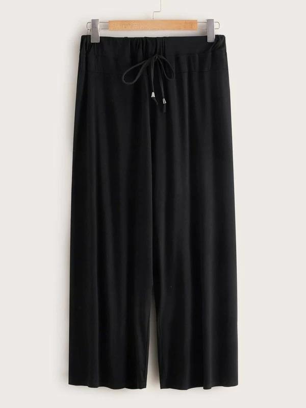 Plus Drawstring Waist Wide Leg Pants - Bottoms - INS | Online Fashion Free Shipping Clothing, Dresses, Tops, Shoes - 01/26/2021 - 1XL - 2XL