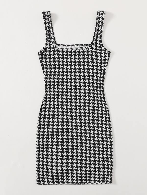 Plus Houndstooth Tank Bodycon Dress - INS | Online Fashion Free Shipping Clothing, Dresses, Tops, Shoes