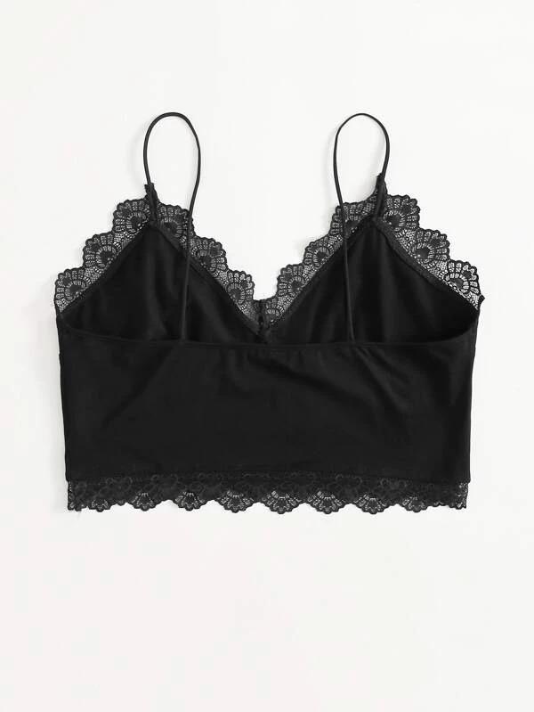 Plus Lace Edge Bustier Crop Cami Top - Tank Tops - INS | Online Fashion Free Shipping Clothing, Dresses, Tops, Shoes - 01/27/2021 - 0XL - 1XL