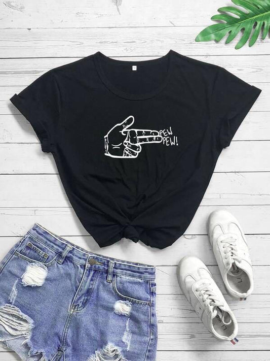 Plus Letter & Figure Graphic Tee - INS | Online Fashion Free Shipping Clothing, Dresses, Tops, Shoes