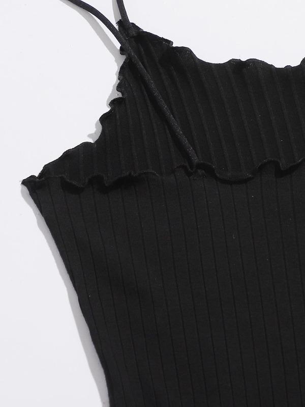 Plus Lettuce Trim Rib-knit Dress - INS | Online Fashion Free Shipping Clothing, Dresses, Tops, Shoes
