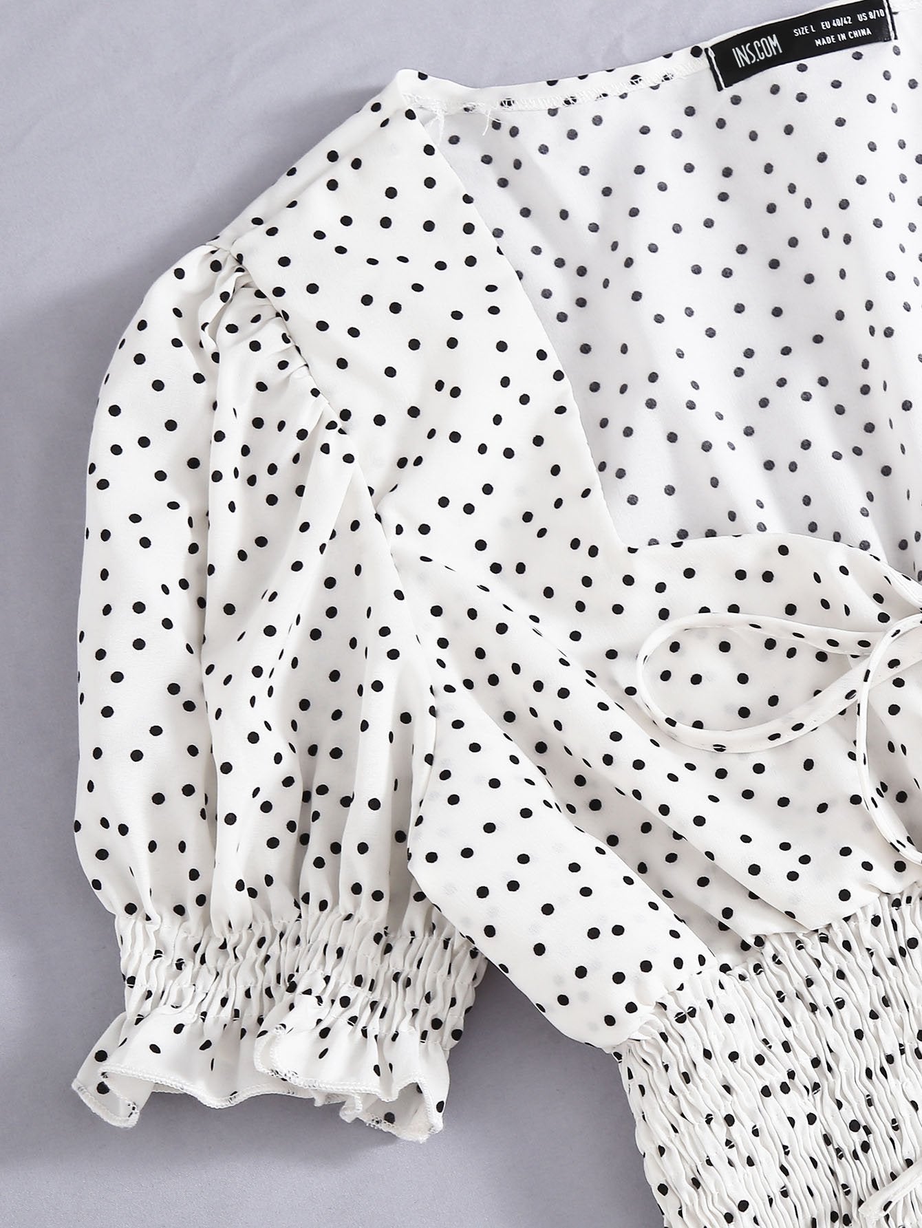 Plus Polka Dot Shirred Milkmaid Top - INS | Online Fashion Free Shipping Clothing, Dresses, Tops, Shoes