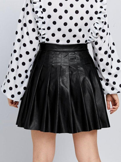 Plus PU Leather Pleated Skirt - INS | Online Fashion Free Shipping Clothing, Dresses, Tops, Shoes