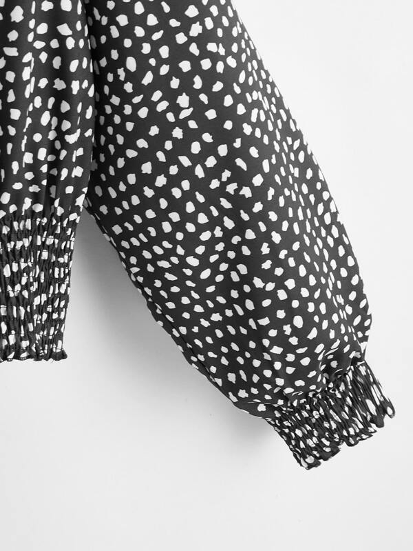 Plus Shirred Hem Dalmatian Print Blouse - INS | Online Fashion Free Shipping Clothing, Dresses, Tops, Shoes