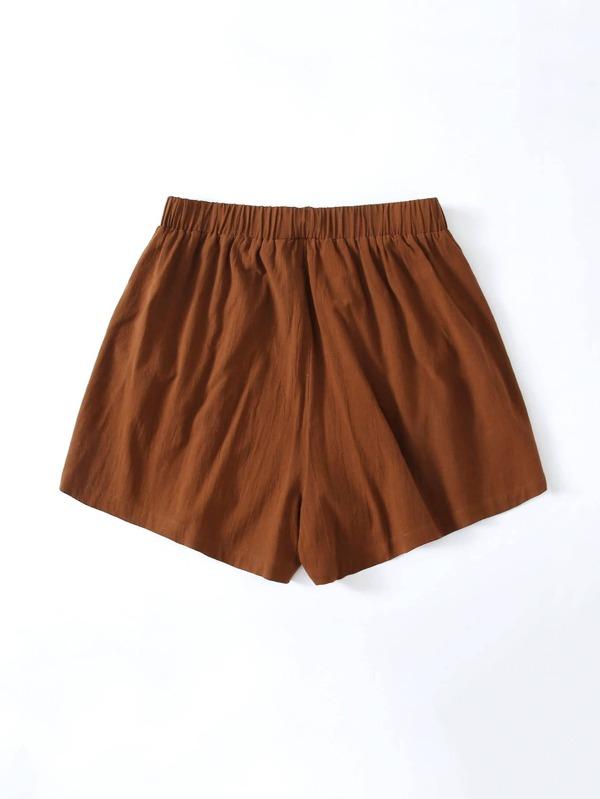 Plus Slant Pocket Solid Shorts - INS | Online Fashion Free Shipping Clothing, Dresses, Tops, Shoes