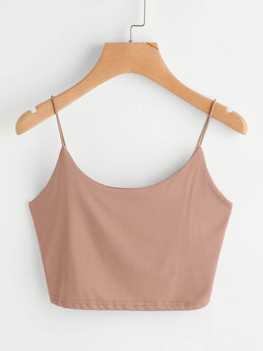 Plus Solid Crop Cami Top - Tanks & Camis - INS | Online Fashion Free Shipping Clothing, Dresses, Tops, Shoes - 01/27/2021 - 0XL - 1XL