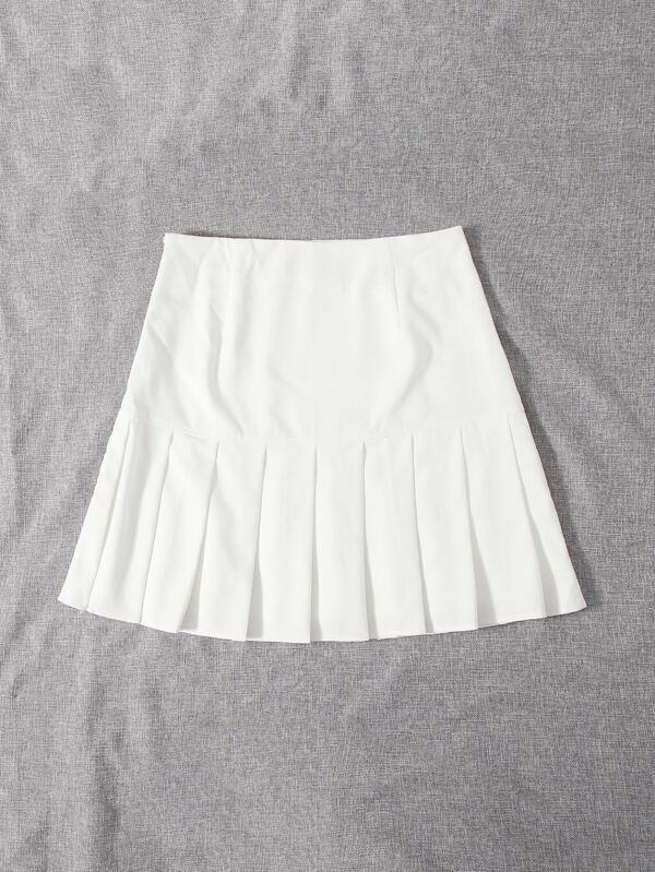 Plus Solid Pleated Hem Skirt - INS | Online Fashion Free Shipping Clothing, Dresses, Tops, Shoes