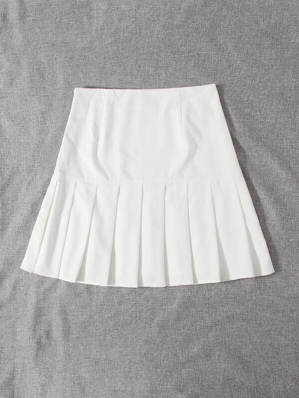 Plus Solid Pleated Hem Skirt - INS | Online Fashion Free Shipping Clothing, Dresses, Tops, Shoes