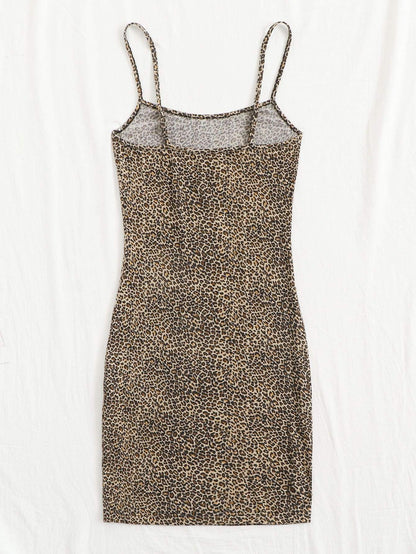 Plus Split Hem Leopard Print Bodycon Dress - INS | Online Fashion Free Shipping Clothing, Dresses, Tops, Shoes