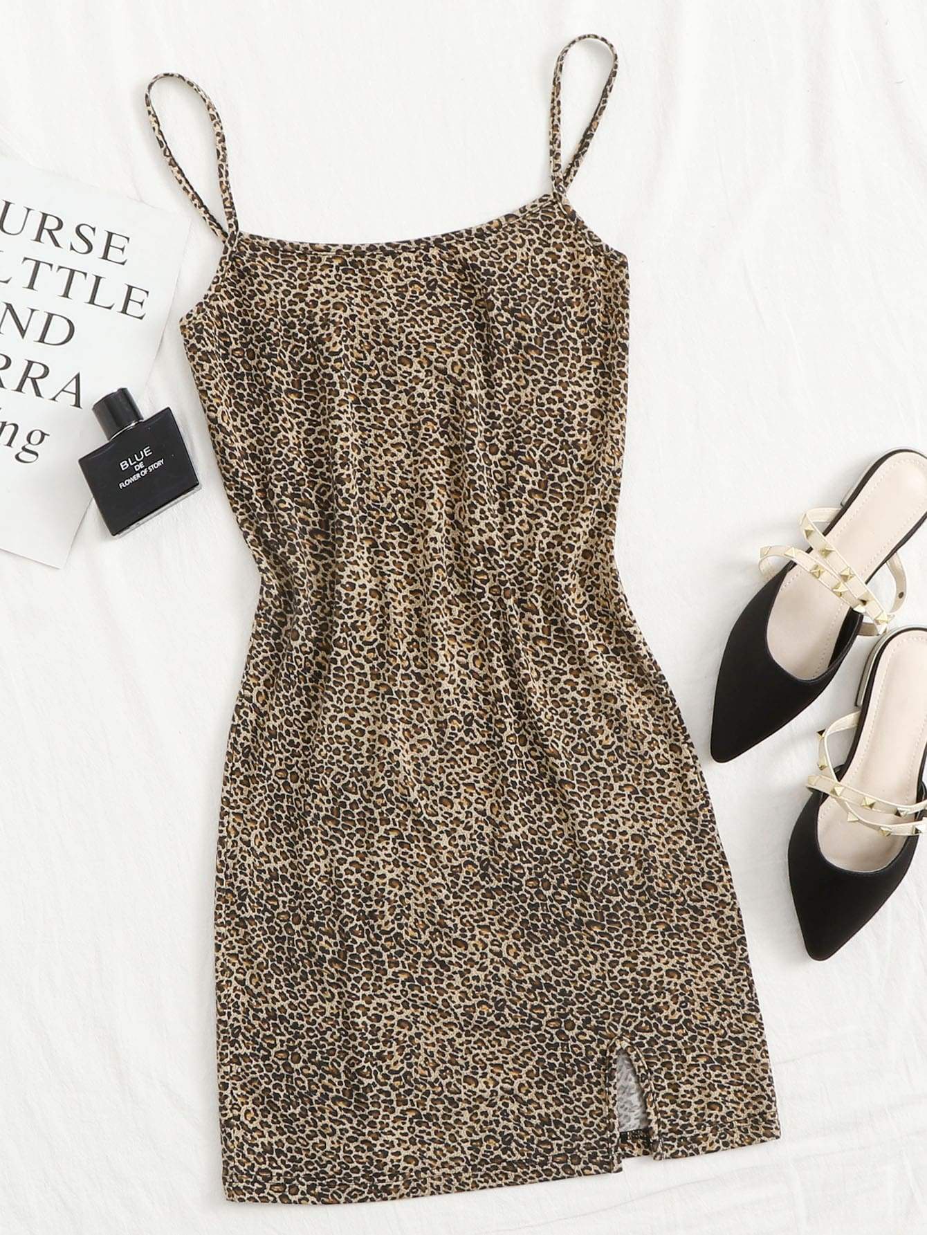 Plus Split Hem Leopard Print Bodycon Dress - INS | Online Fashion Free Shipping Clothing, Dresses, Tops, Shoes