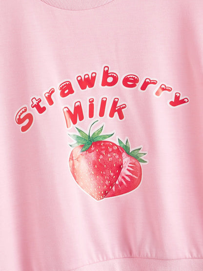 Plus Strawberry & Letter Graphic Sweatshirt - INS | Online Fashion Free Shipping Clothing, Dresses, Tops, Shoes