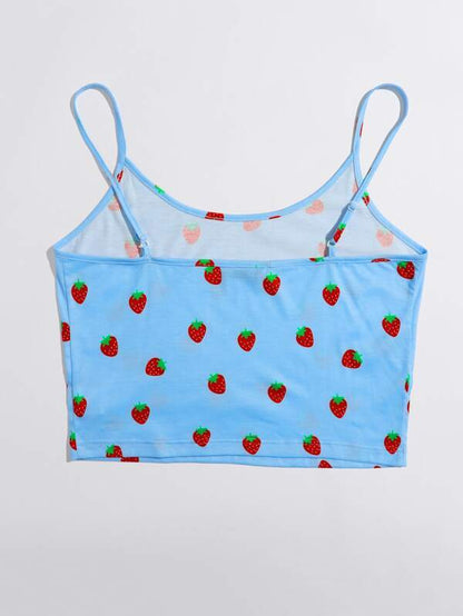 Plus Strawberry Print Cami Top - INS | Online Fashion Free Shipping Clothing, Dresses, Tops, Shoes