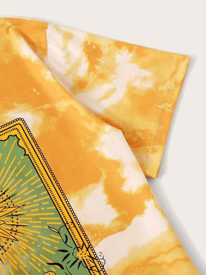 Plus Sun Print Tie Dye Tee - INS | Online Fashion Free Shipping Clothing, Dresses, Tops, Shoes