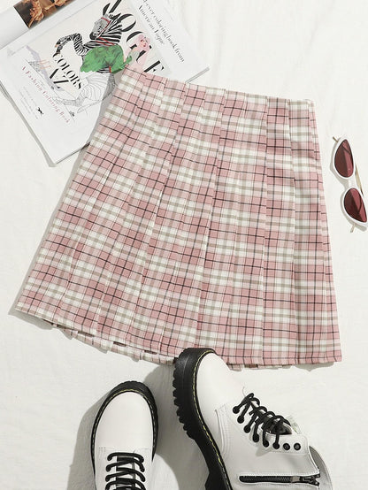 Plus Tartan Pleated Skirt - INS | Online Fashion Free Shipping Clothing, Dresses, Tops, Shoes