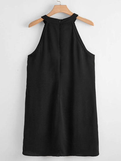 Plus Tie Front Halter Dress - INS | Online Fashion Free Shipping Clothing, Dresses, Tops, Shoes