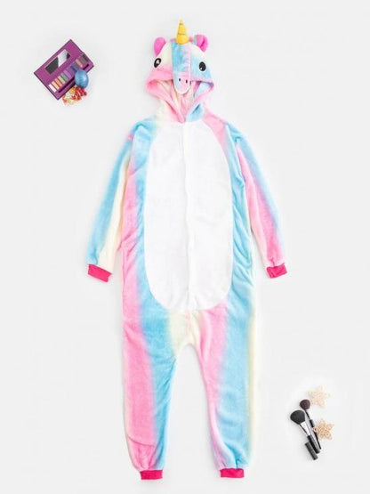 Plush Button Through Pocket Rainbow Unicorn Costume Pajama Onesie - INS | Online Fashion Free Shipping Clothing, Dresses, Tops, Shoes