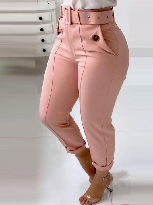 Pocket Design Buttoned Casual Pants - Pants - INS | Online Fashion Free Shipping Clothing, Dresses, Tops, Shoes - 04/05/2021 - Category_Pants - Color_Pink