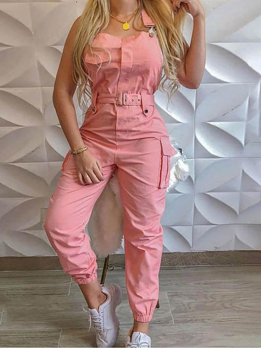Pocket Design Cargo Suspender Jumpsuit - Jumpsuits & Rompers - INS | Online Fashion Free Shipping Clothing, Dresses, Tops, Shoes - 30/04/2021 - Color_Gray - Color_Khaki