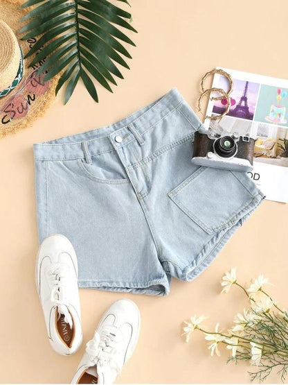 Pocket High Waisted Loose Denim Shorts - INS | Online Fashion Free Shipping Clothing, Dresses, Tops, Shoes