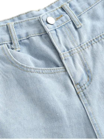 Pocket High Waisted Loose Denim Shorts - INS | Online Fashion Free Shipping Clothing, Dresses, Tops, Shoes