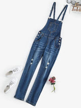 Pocket Ripped Skinny Dungaree - INS | Online Fashion Free Shipping Clothing, Dresses, Tops, Shoes