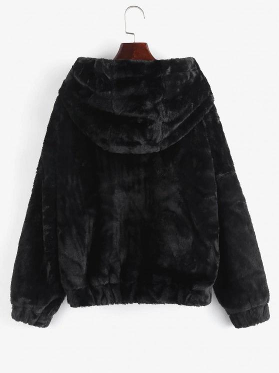Pockets Fuzzy Faux Fur Hoodie Coat - INS | Online Fashion Free Shipping Clothing, Dresses, Tops, Shoes