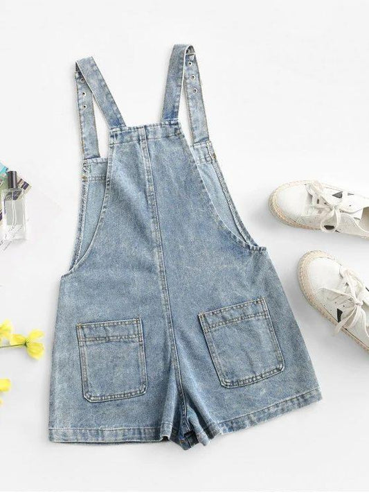 Pockets Snap Button Denim Overalls Romper - INS | Online Fashion Free Shipping Clothing, Dresses, Tops, Shoes