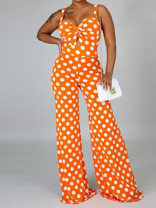 Polka Dot Print Sleeveless Jumpsuit - Jumpsuit & Rompers - INS | Online Fashion Free Shipping Clothing, Dresses, Tops, Shoes - 25/06/2021 - 30-40 - Bottoms