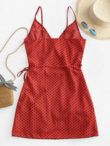 Polka Dot Spaghetti Strap Wrap Dress - INS | Online Fashion Free Shipping Clothing, Dresses, Tops, Shoes