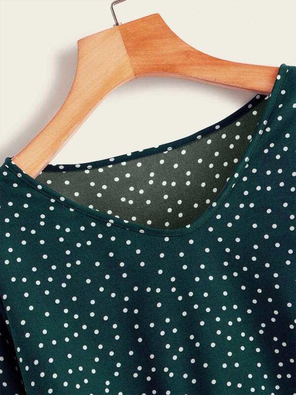 Polka Dot V Neck High Low Blouse - INS | Online Fashion Free Shipping Clothing, Dresses, Tops, Shoes