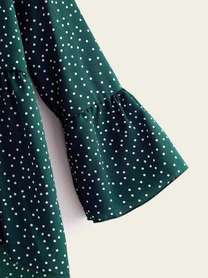 Polka Dot V Neck High Low Blouse - INS | Online Fashion Free Shipping Clothing, Dresses, Tops, Shoes