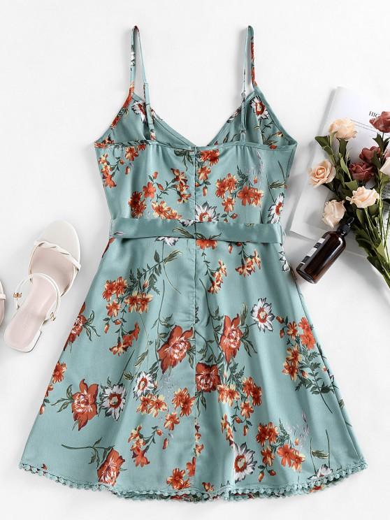 Pompom Floral Print A Line Dress - INS | Online Fashion Free Shipping Clothing, Dresses, Tops, Shoes