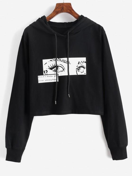 Pop Art Eye Print Drawstring Crop Hoodie - INS | Online Fashion Free Shipping Clothing, Dresses, Tops, Shoes