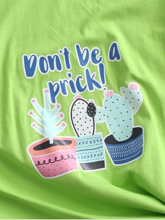 Potting Cactus Print Don\'t Be a Prick Short Sleeve T-shirt - INS | Online Fashion Free Shipping Clothing, Dresses, Tops, Shoes