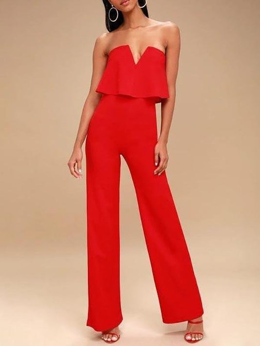 Power of Love Red Strapless Jumpsuit - Jumpsuits & Rompers - INS | Online Fashion Free Shipping Clothing, Dresses, Tops, Shoes - 02/27/2021 - Black - Bottoms