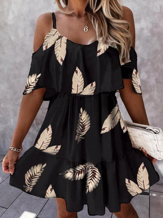 Print A-line Above Casual Dresses - Mini Dresses - INS | Online Fashion Free Shipping Clothing, Dresses, Tops, Shoes - 11/06/2021 - Color_Black - DRE2106110366
