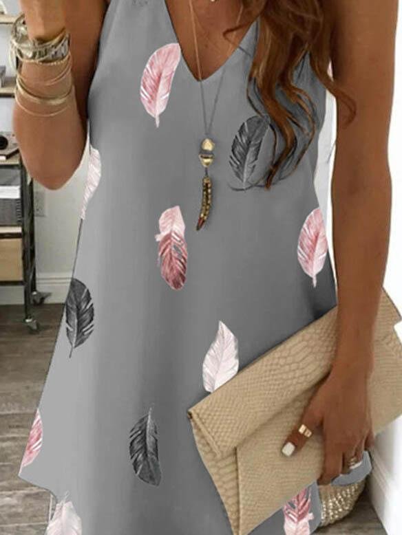Print Sleeveless Above Knee Elegant Dresses - Mini Dresses - INS | Online Fashion Free Shipping Clothing, Dresses, Tops, Shoes - 05/06/2021 - Color_Gray - Color_White