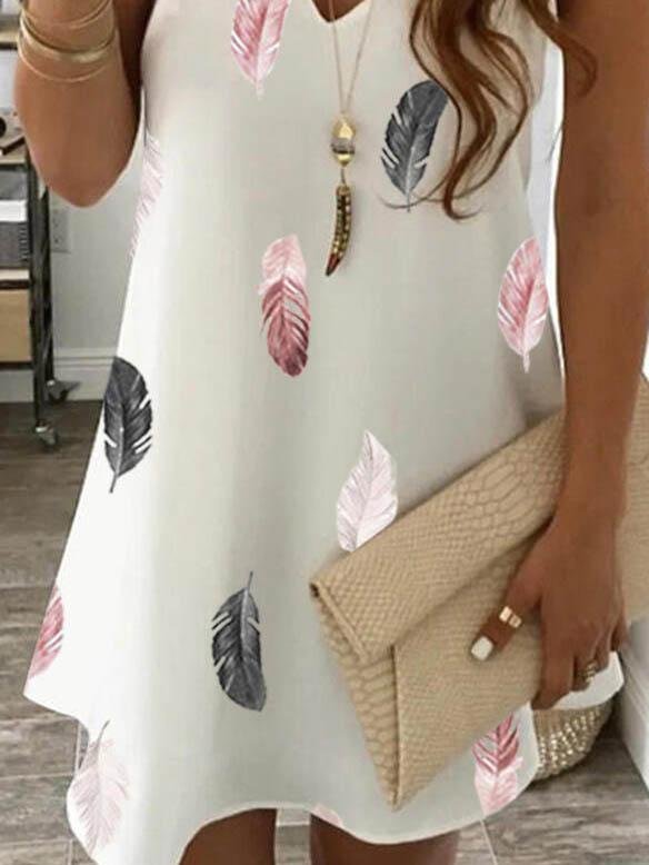 Print Sleeveless Above Knee Elegant Dresses - Mini Dresses - INS | Online Fashion Free Shipping Clothing, Dresses, Tops, Shoes - 05/06/2021 - Color_Gray - Color_White