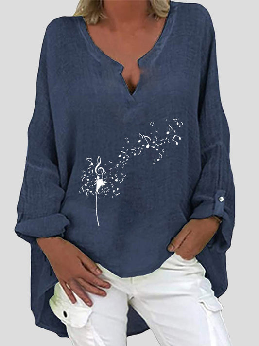 Print V-neck Print Long Sleeve Irregular Blouses - Blouses - INS | Online Fashion Free Shipping Clothing, Dresses, Tops, Shoes - 20-30 - 20/07/2021 - BLO2107201213