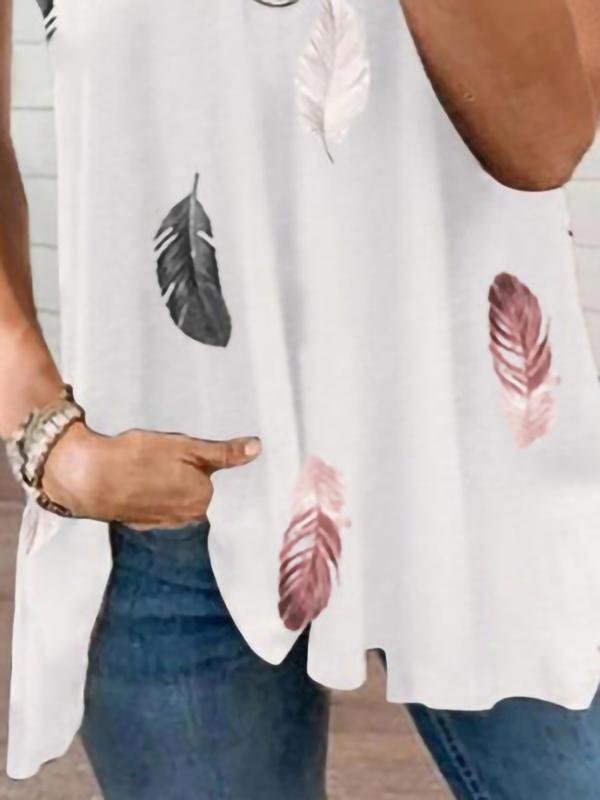 Print V-Neck Sleeveless Tank Tops - T-shirts - INS | Online Fashion Free Shipping Clothing, Dresses, Tops, Shoes - 11/06/2021 - Color_White - LXQ