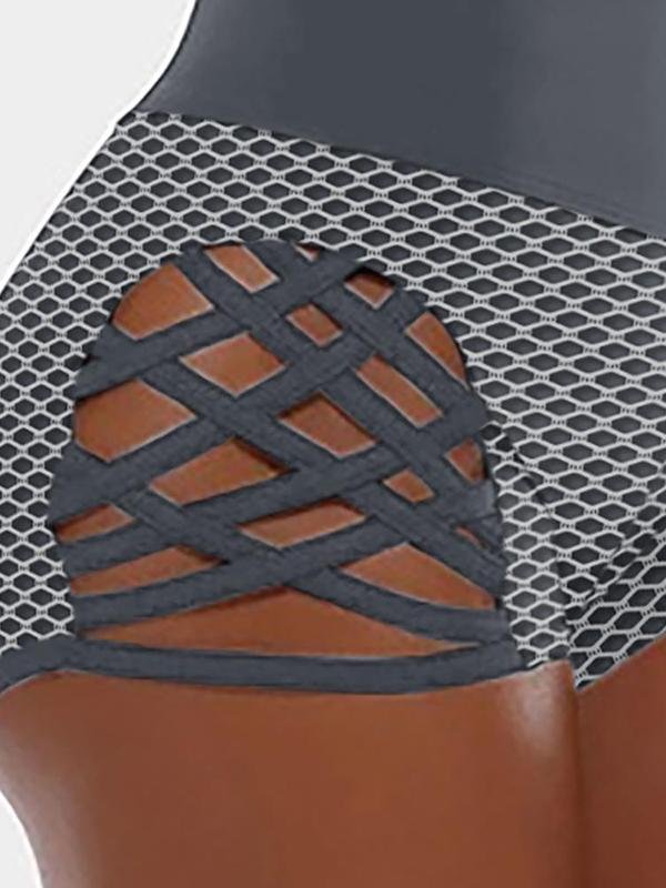 Printed Cutout Bandage Sports High Waist Pants - Sport Shorts - INS | Online Fashion Free Shipping Clothing, Dresses, Tops, Shoes - 20/04/2021 - Category_Sport Shorts - Color_Gray