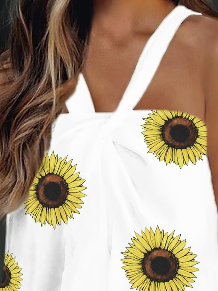 Printed Halter Ruffle Sleeveless Tank Tops - Tank Tops - INS | Online Fashion Free Shipping Clothing, Dresses, Tops, Shoes - 10-20 - 28/06/2021 - Category_Tank Tops