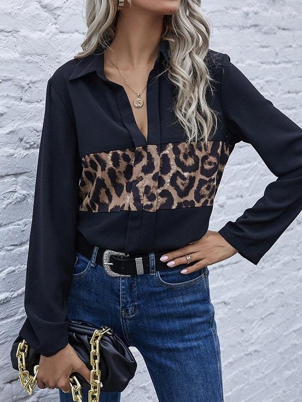 Printed Leopard Print Loose Ladies Shirt - Blouses - INS | Online Fashion Free Shipping Clothing, Dresses, Tops, Shoes - 02/04/2021 - 2XL - 3XL