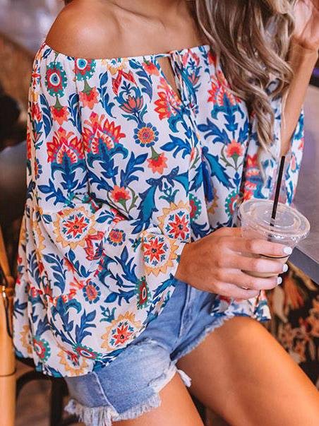 Printed Long Sleeve Chiffon Blouses - Blouses - INS | Online Fashion Free Shipping Clothing, Dresses, Tops, Shoes - 20-30 - 26/07/2021 - BLO2107261268