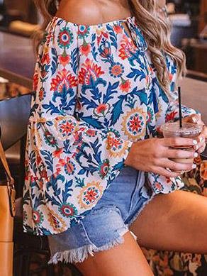 Printed Long Sleeve Chiffon Blouses - Blouses - INS | Online Fashion Free Shipping Clothing, Dresses, Tops, Shoes - 20-30 - 26/07/2021 - BLO2107261268