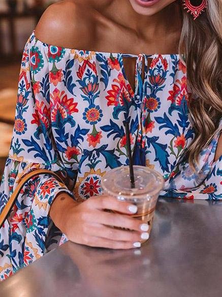 Printed Long Sleeve Chiffon Blouses - Blouses - INS | Online Fashion Free Shipping Clothing, Dresses, Tops, Shoes - 20-30 - 26/07/2021 - BLO2107261268