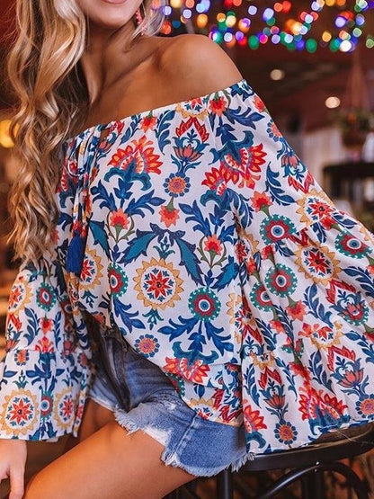 Printed Long Sleeve Chiffon Blouses - Blouses - INS | Online Fashion Free Shipping Clothing, Dresses, Tops, Shoes - 20-30 - 26/07/2021 - BLO2107261268