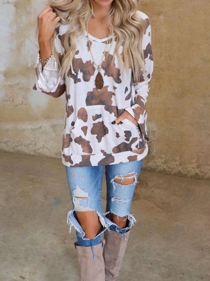 Printed Long-sleeved Casual All-match T-shirt - T-shirts - INS | Online Fashion Free Shipping Clothing, Dresses, Tops, Shoes - 20-30 - 28/06/2021 - color-white